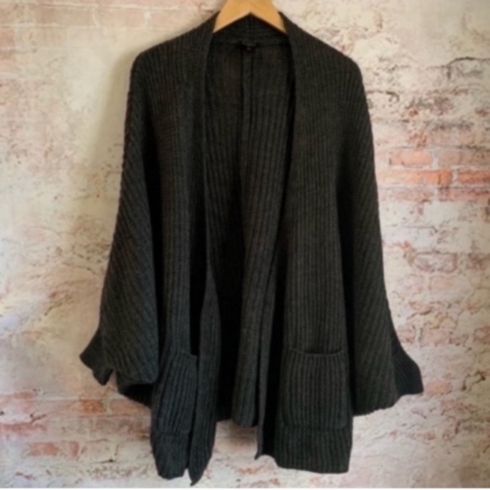 Ann Taylor Wool Blend Charcoal Gray Cardigan